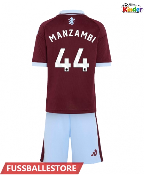 Günstige Aston Villa Johan Manzambi #44 Heimtrikotsatz Kinder 2026-27 Kurzarm (+ Kurze Hosen)